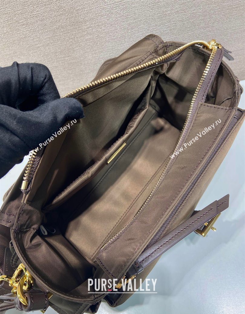 Prada Explore medium Re-Nylon shoulder bag with flap Burnt Brown 2025 1BD394 (YZ-251121128)