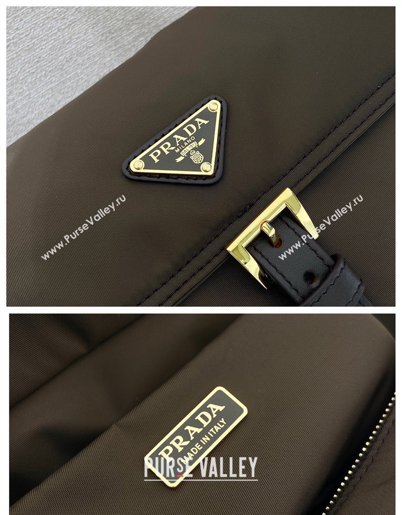 Prada Explore medium Re-Nylon shoulder bag with flap Burnt Brown 2025 1BD394 (YZ-251121128)