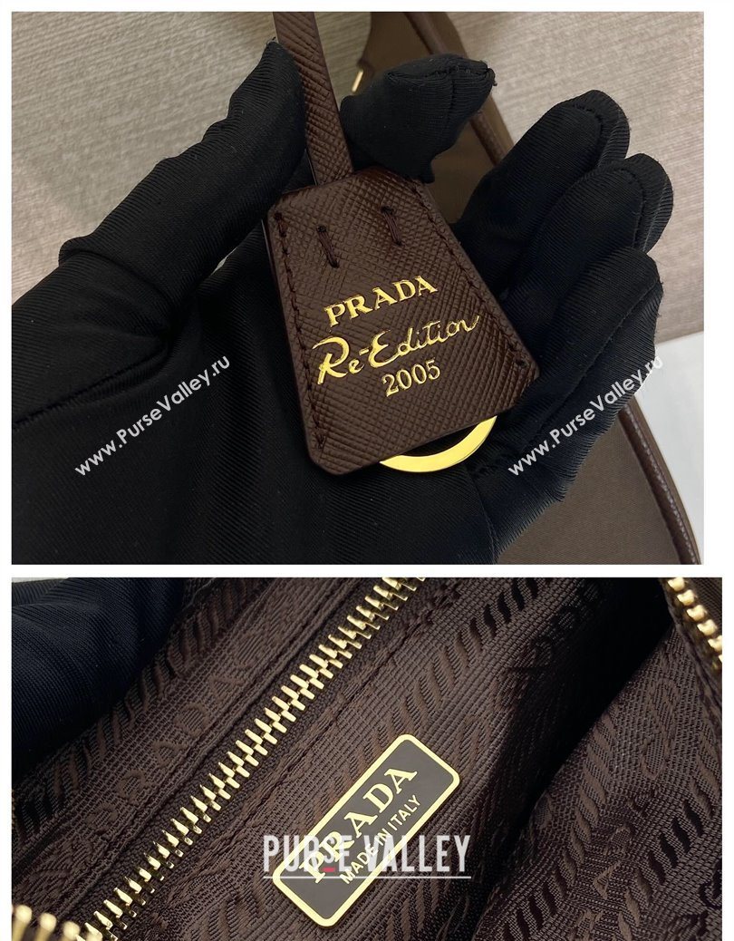 Prada Re-Edition 2005 Re-Nylon and Saffiano hobo mini bag Burnt Brown 2025 1N204M (YZ-251121129)