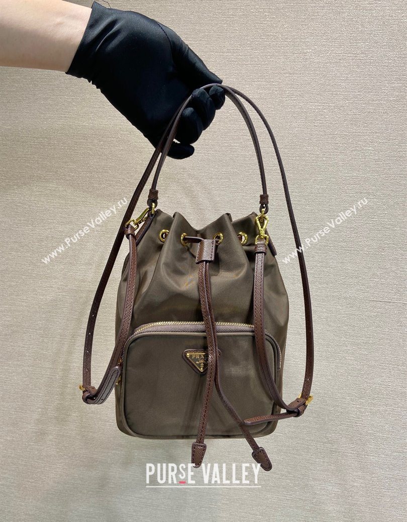 Prada Duet Re-Nylon bucket bag 1BH038 Burnt Brown 2025 (YZ-251121131)