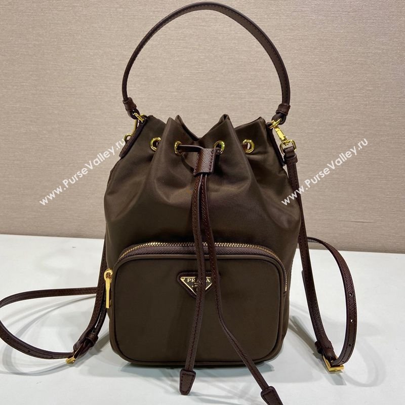 Prada Duet Re-Nylon bucket bag 1BH038 Burnt Brown 2025 (YZ-251121131)