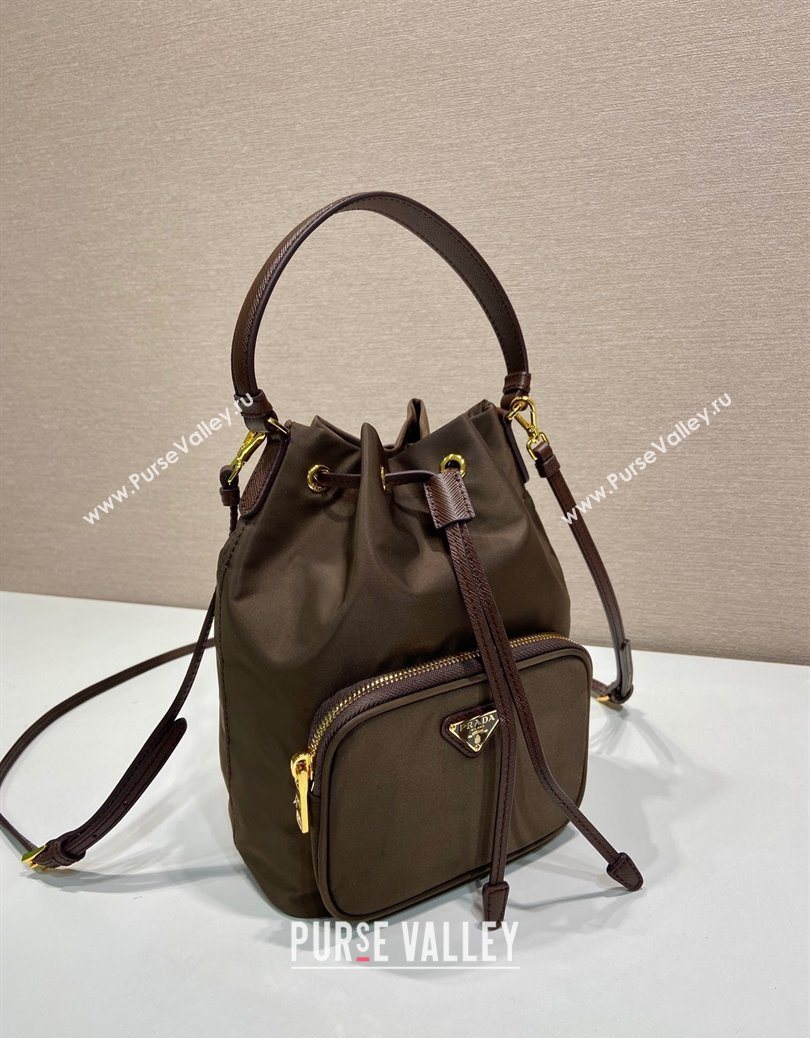Prada Duet Re-Nylon bucket bag 1BH038 Burnt Brown 2025 (YZ-251121131)