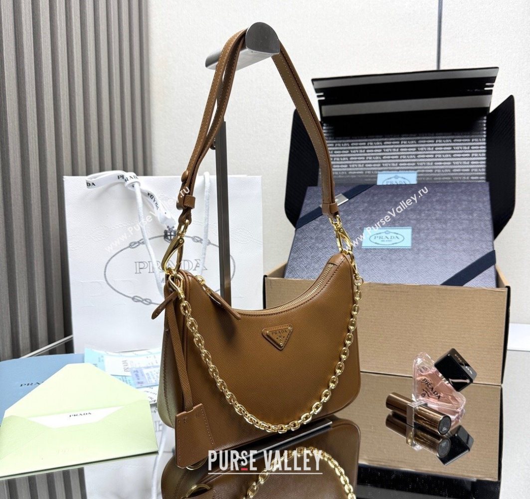 Prada Re-Edition Saffiano leather mini bag Brown 2025 1BC204 (YZ-251121138)