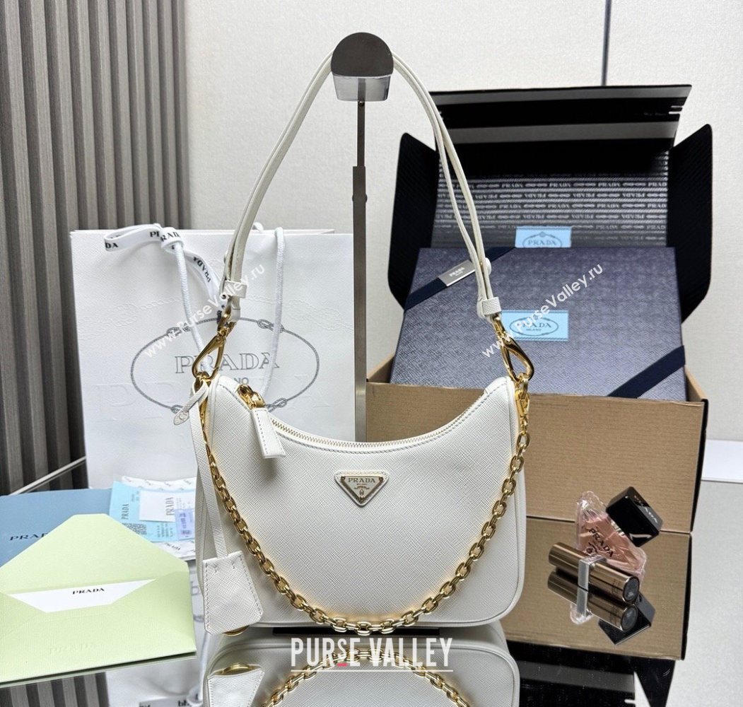Prada Re-Edition Saffiano leather mini bag White 2025 1BC204 (YZ-251121140)