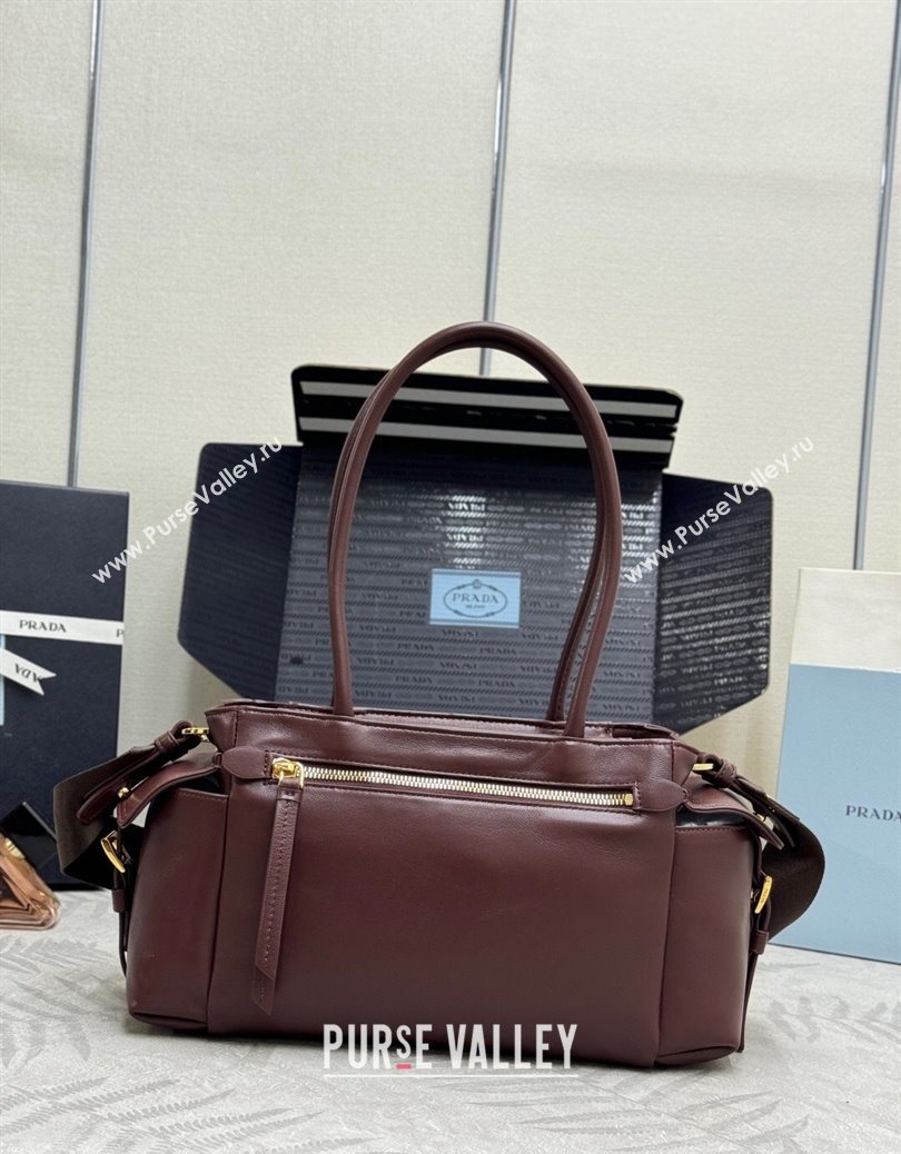 Prada Explore medium nappa leather tote bag Burgundy 2025 1BG596 (YZ-251121093)