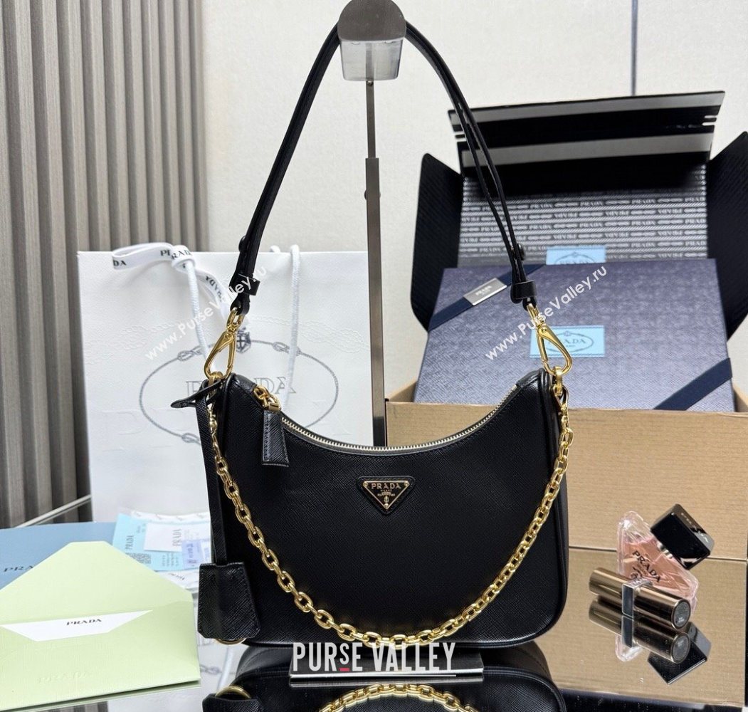 Prada Re-Edition Saffiano leather mini bag Black 2025 1BC204 (YZ-251121141)