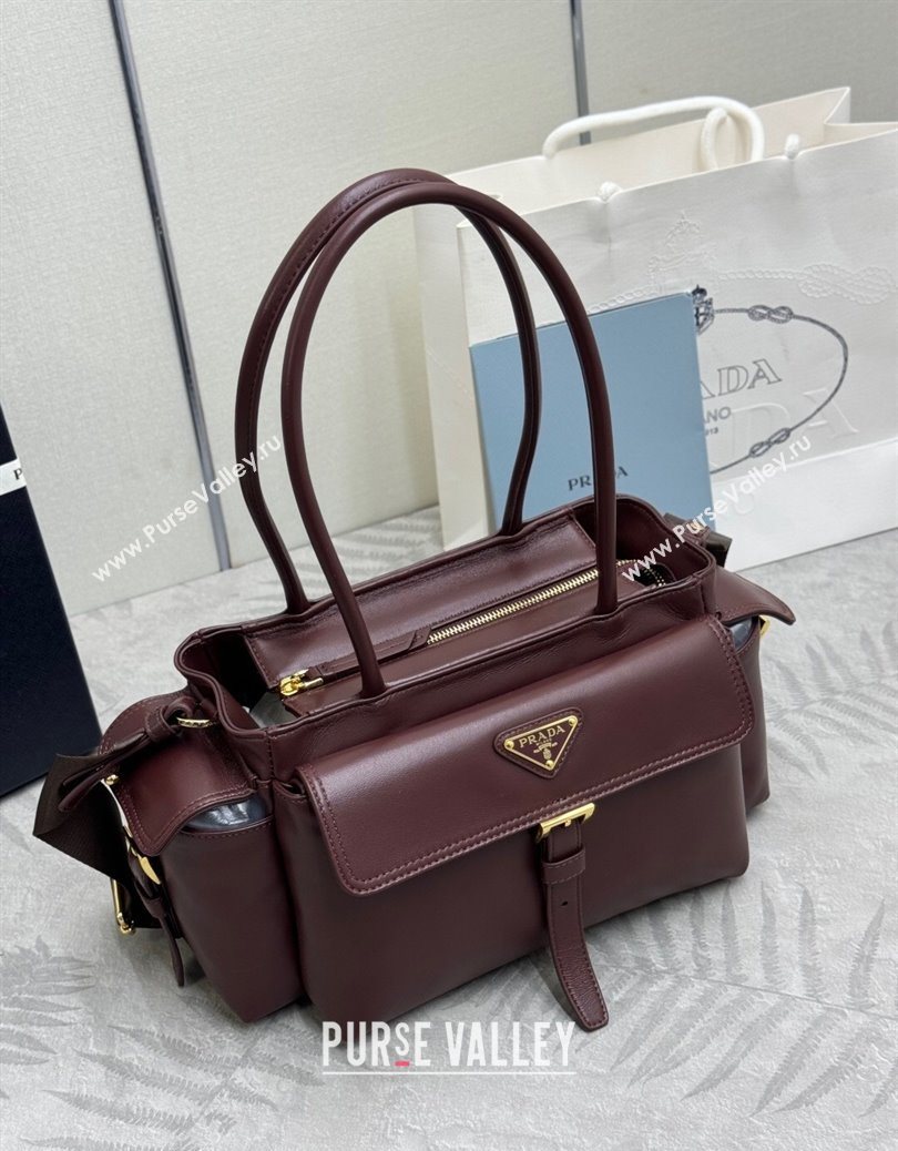 Prada Explore medium nappa leather tote bag Burgundy 2025 1BG596 (YZ-251121093)