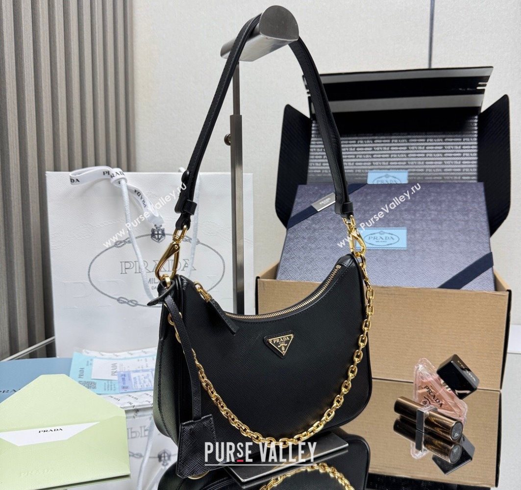 Prada Re-Edition Saffiano leather mini bag Black 2025 1BC204 (YZ-251121141)