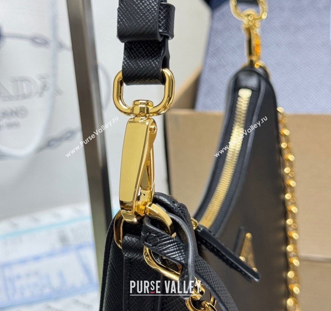 Prada Re-Edition Saffiano leather mini bag Black 2025 1BC204 (YZ-251121141)