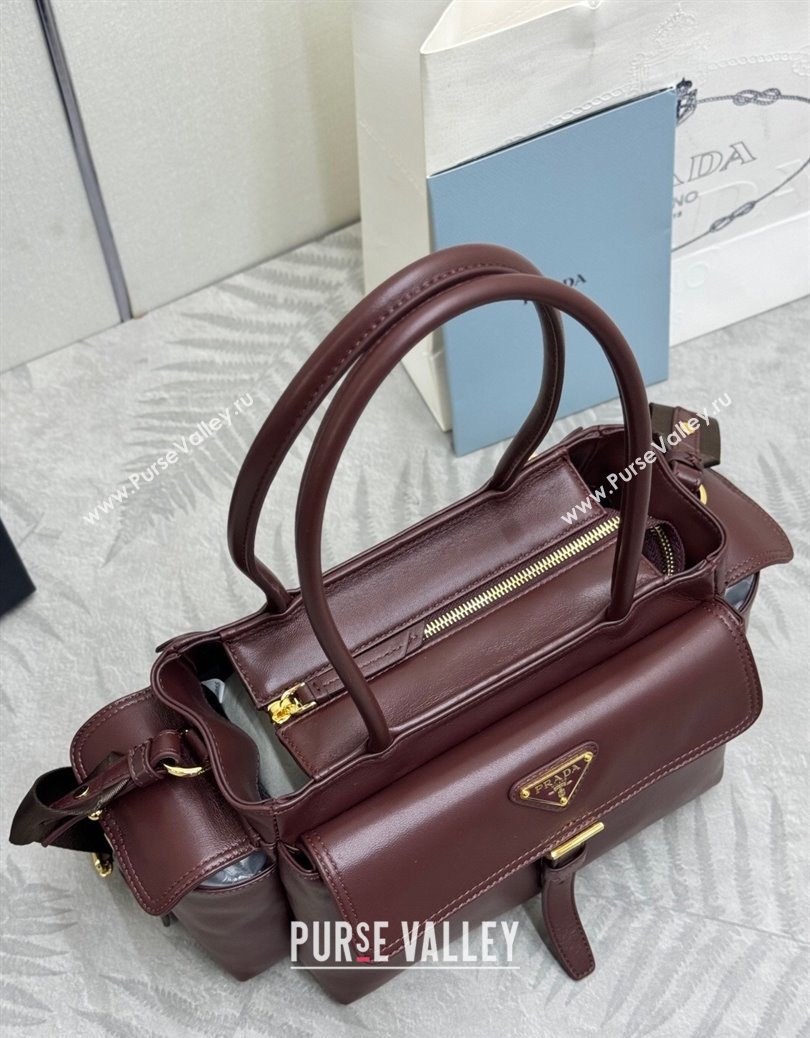 Prada Explore medium nappa leather tote bag Burgundy 2025 1BG596 (YZ-251121093)