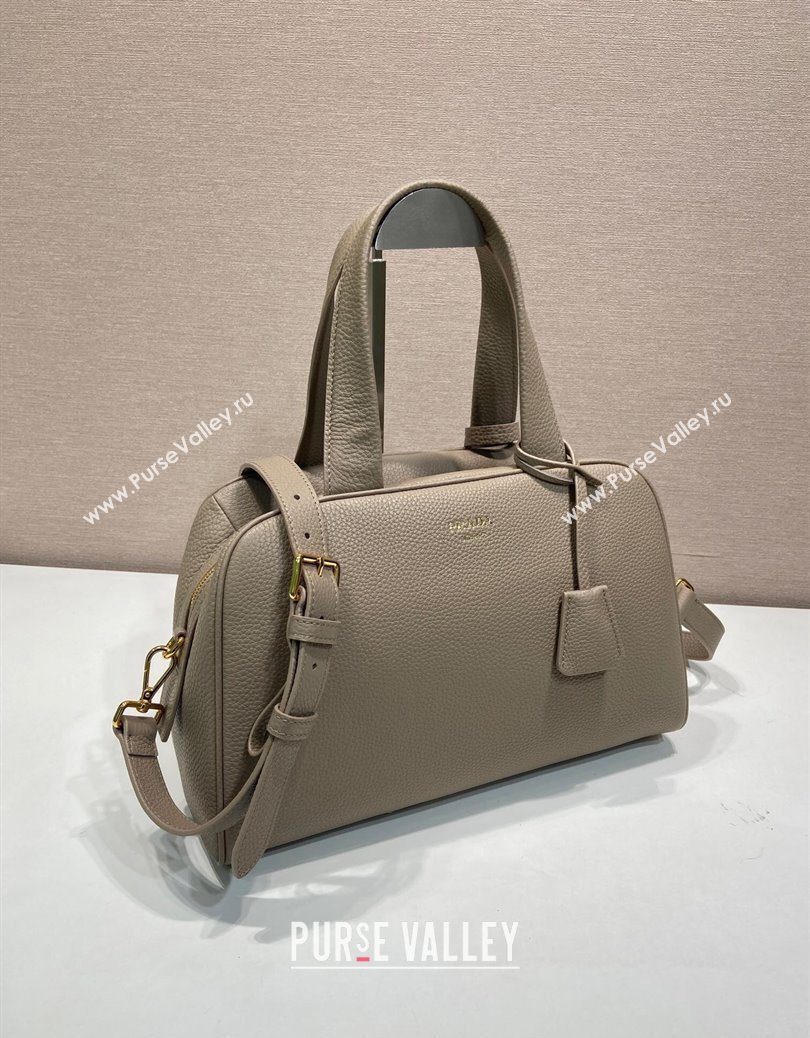 Prada Large leather top-handle bag Grey 2025 1BB148 (YZ-251121142)