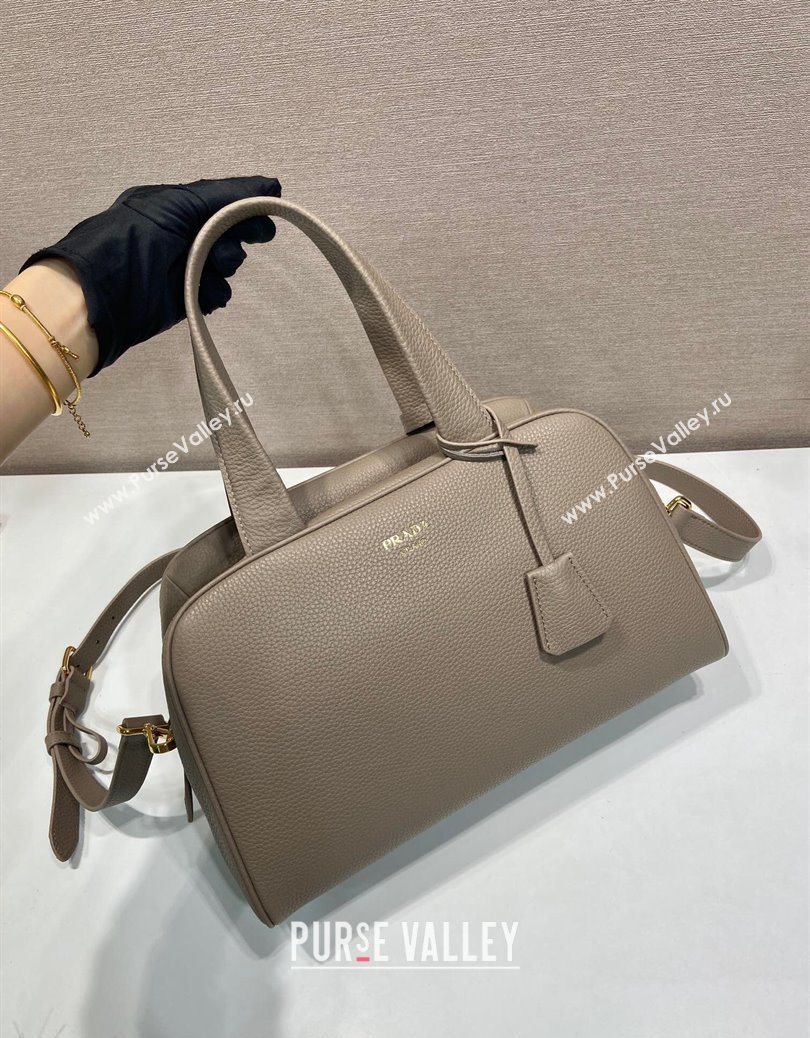 Prada Large leather top-handle bag Grey 2025 1BB148 (YZ-251121142)