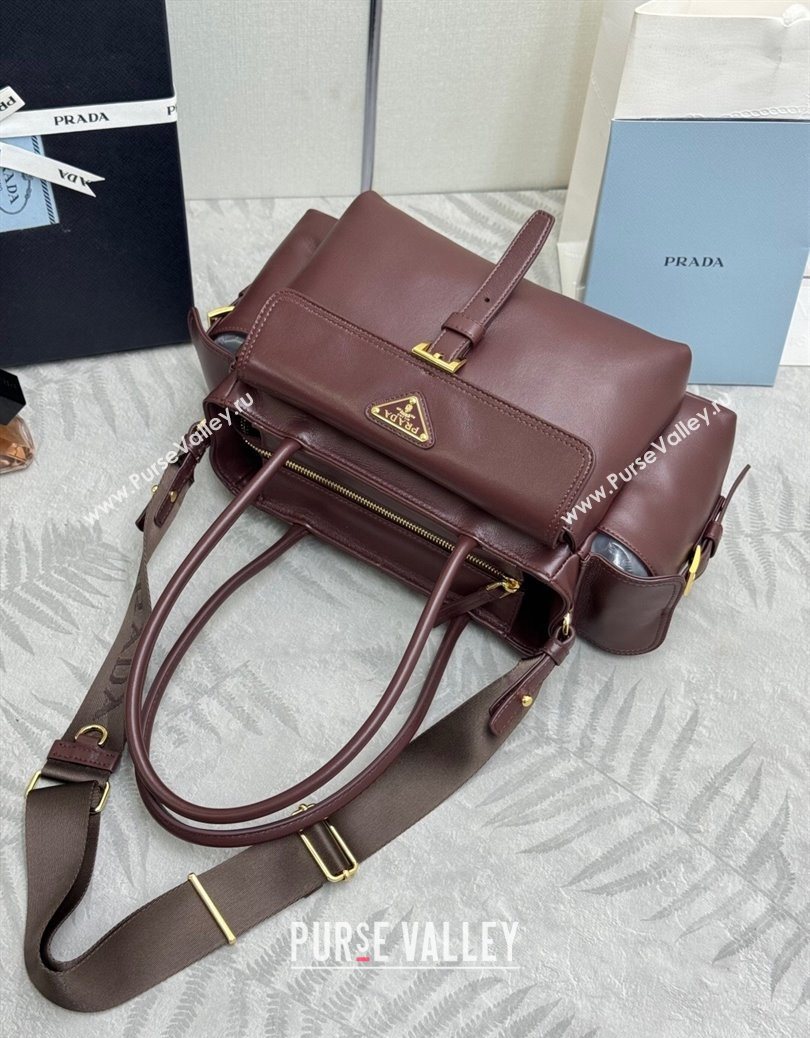 Prada Explore medium nappa leather tote bag Burgundy 2025 1BG596 (YZ-251121093)