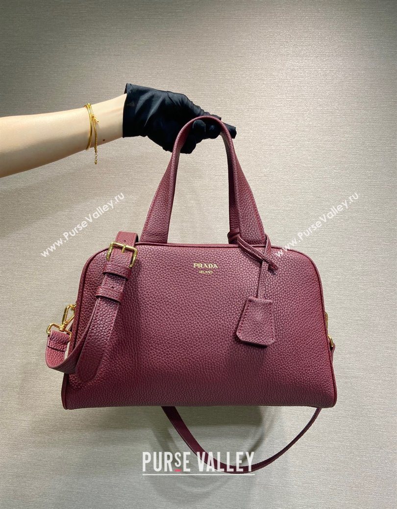 Prada Large leather top-handle bag Dark Burgundy 2025 1BB148 (YZ-251121143)