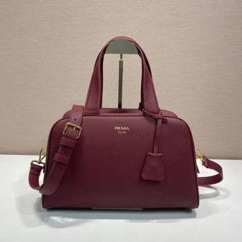 Prada Large leather top-handle bag Dark Burgundy 2025 1BB148 (YZ-251121143)