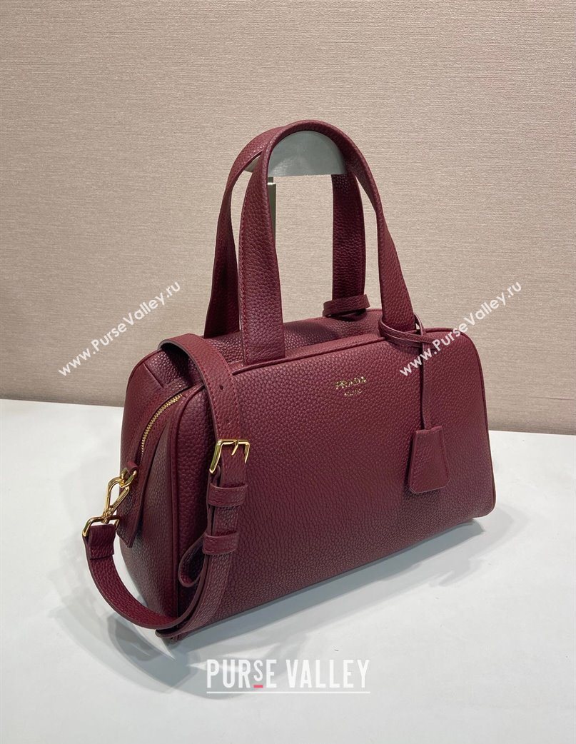 Prada Large leather top-handle bag Dark Burgundy 2025 1BB148 (YZ-251121143)