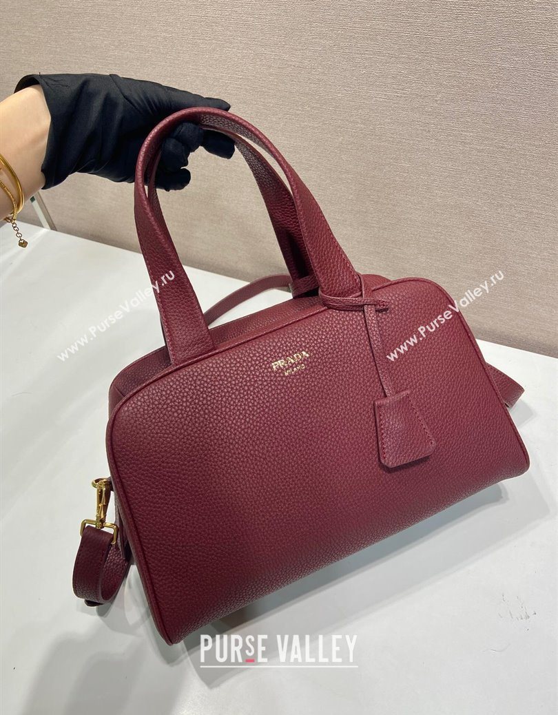 Prada Large leather top-handle bag Dark Burgundy 2025 1BB148 (YZ-251121143)