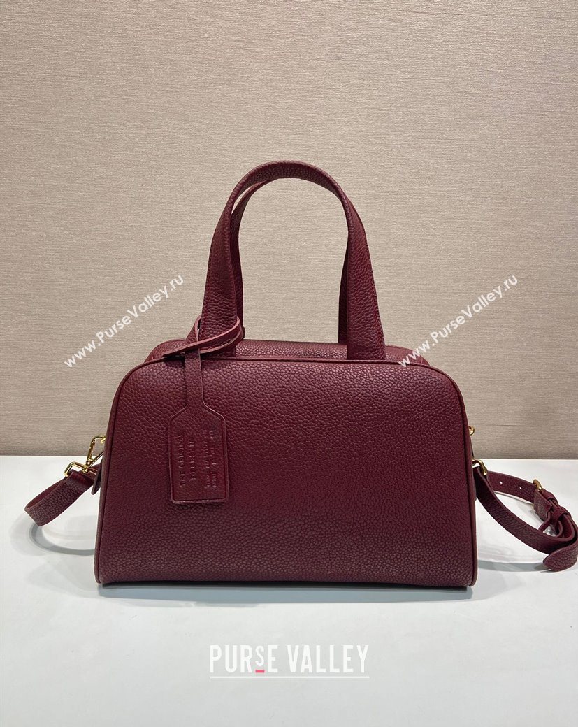 Prada Large leather top-handle bag Dark Burgundy 2025 1BB148 (YZ-251121143)