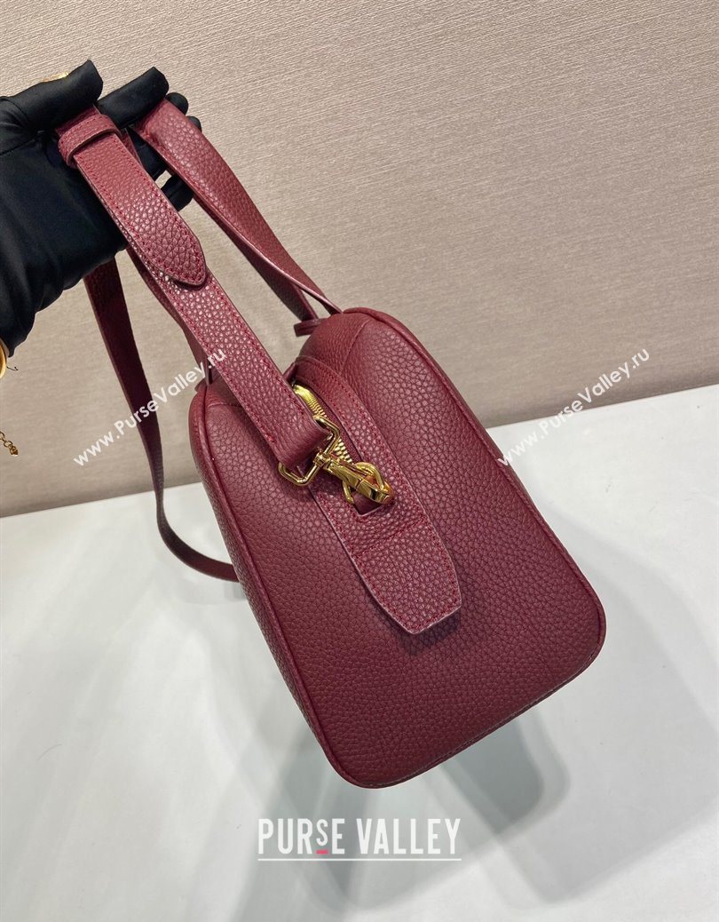 Prada Large leather top-handle bag Dark Burgundy 2025 1BB148 (YZ-251121143)