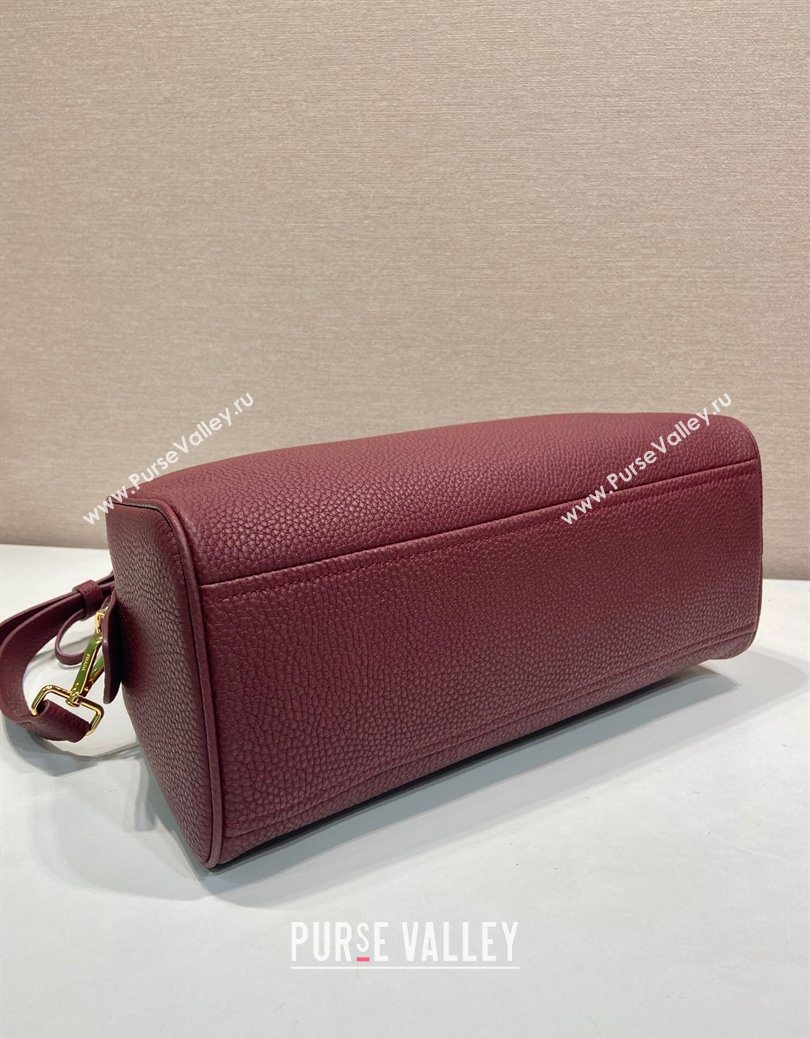 Prada Large leather top-handle bag Dark Burgundy 2025 1BB148 (YZ-251121143)
