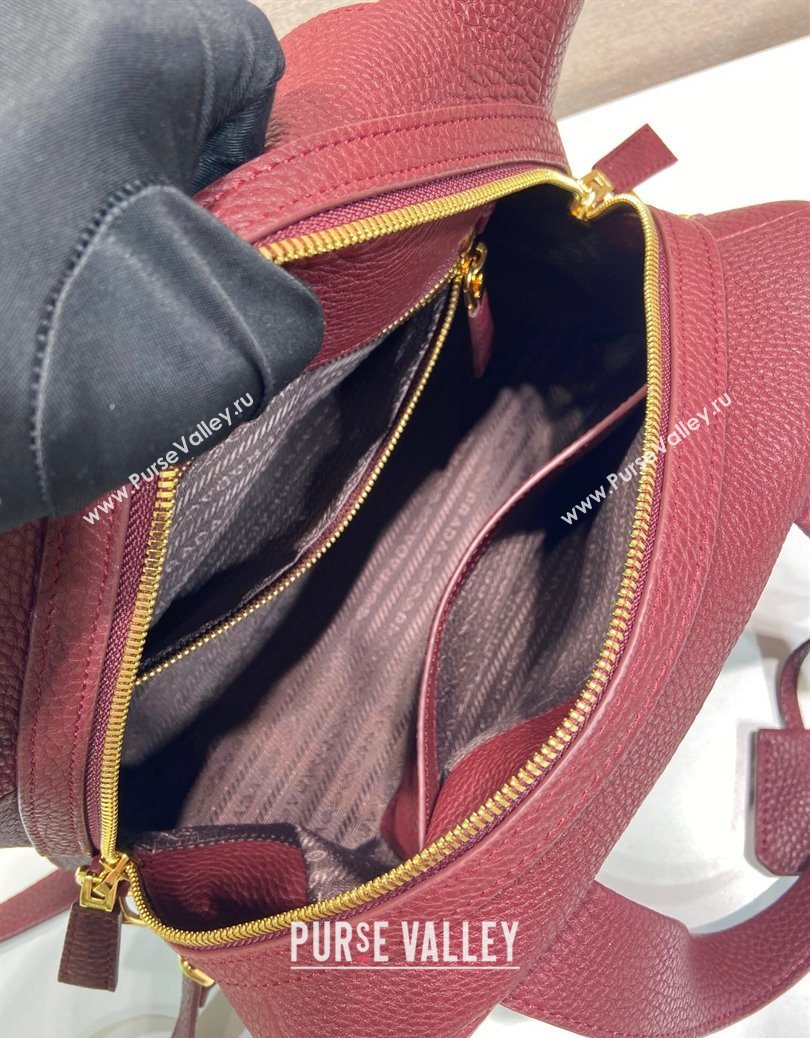 Prada Large leather top-handle bag Dark Burgundy 2025 1BB148 (YZ-251121143)