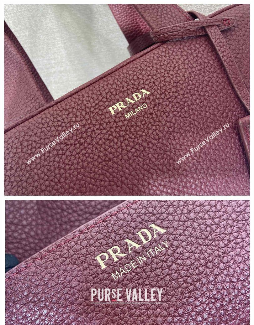 Prada Large leather top-handle bag Dark Burgundy 2025 1BB148 (YZ-251121143)