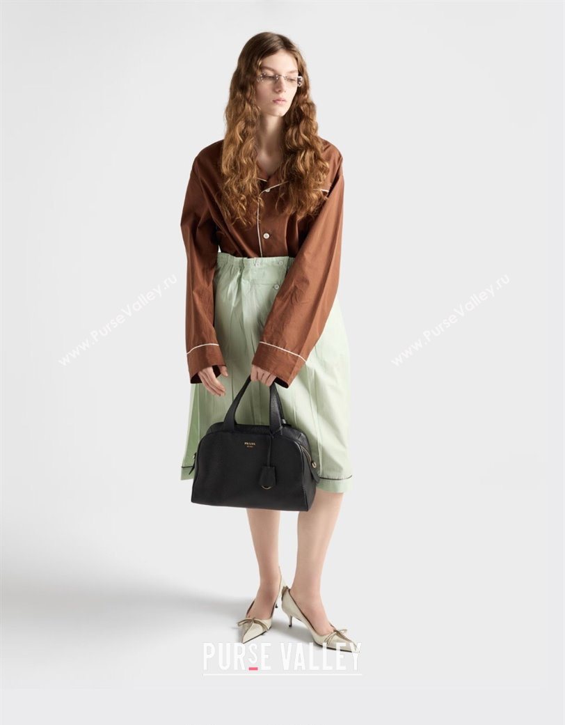 Prada Large leather top-handle bag Black 2025 1BB148 (YZ-251121144)