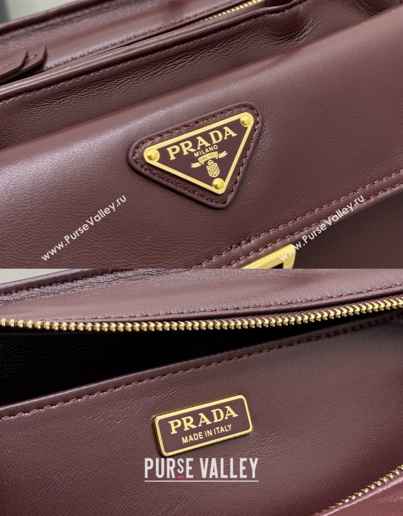 Prada Explore medium nappa leather tote bag Burgundy 2025 1BG596 (YZ-251121093)