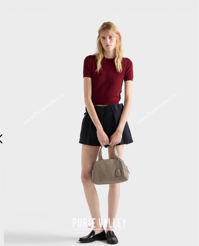 Prada Small leather top-handle bag Grey 2025 1BB149 (YZ-251121145)