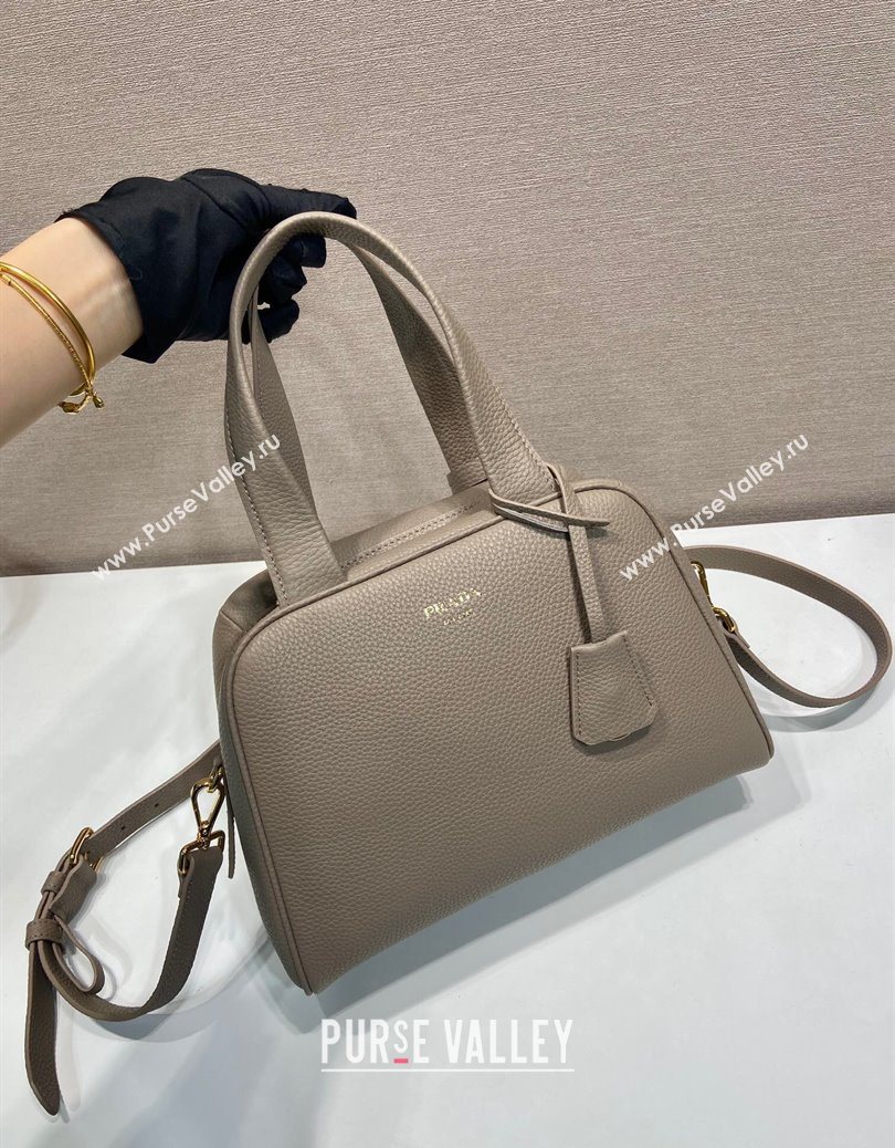 Prada Small leather top-handle bag Grey 2025 1BB149 (YZ-251121145)
