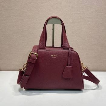 Prada Small leather top-handle bag Dark Burgundy 2025 1BB149 (YZ-251121146)