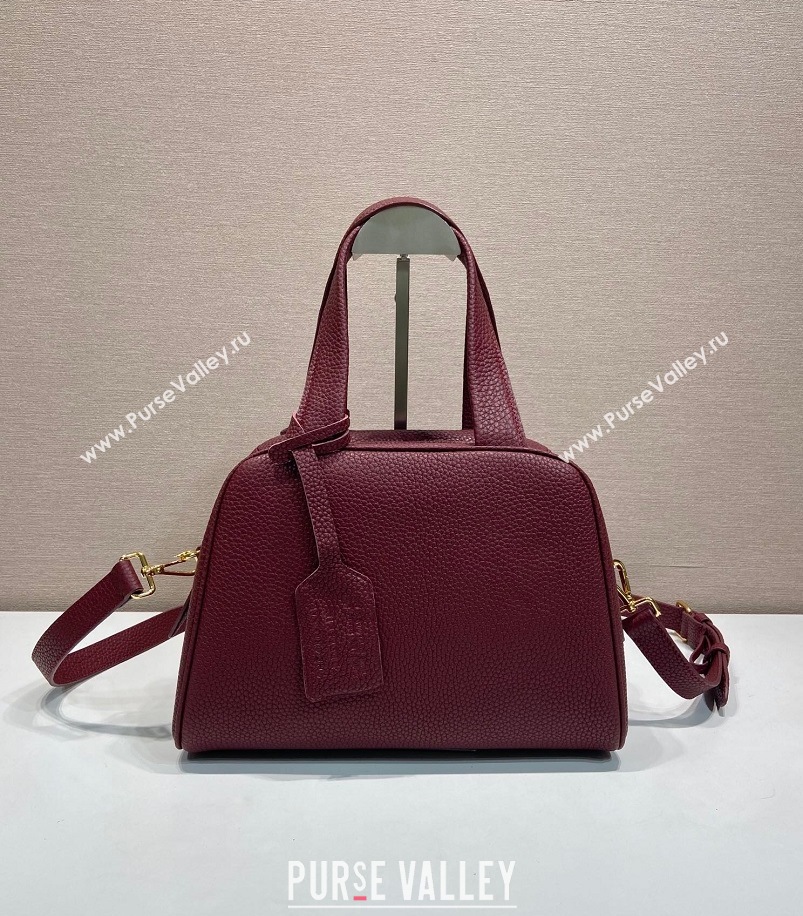 Prada Small leather top-handle bag Dark Burgundy 2025 1BB149 (YZ-251121146)