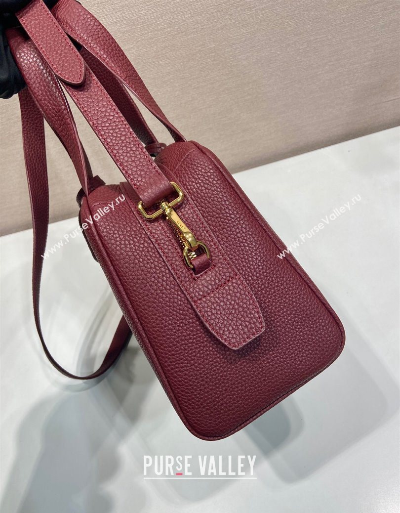Prada Small leather top-handle bag Dark Burgundy 2025 1BB149 (YZ-251121146)