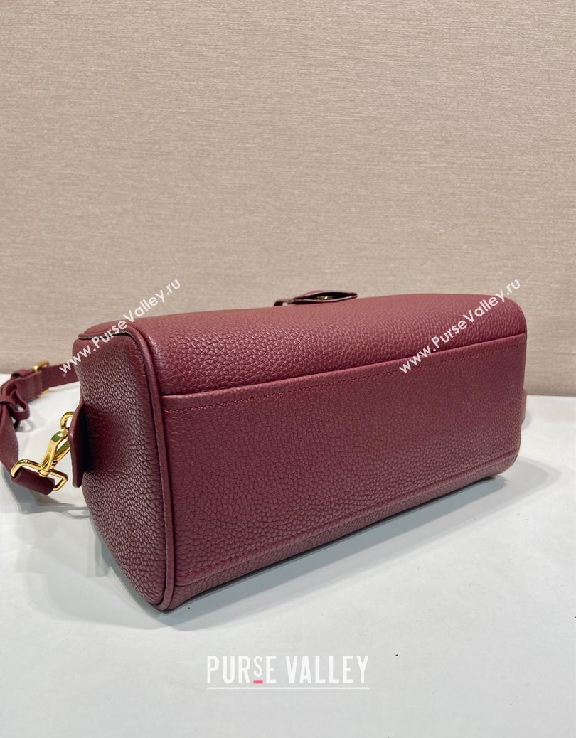 Prada Small leather top-handle bag Dark Burgundy 2025 1BB149 (YZ-251121146)