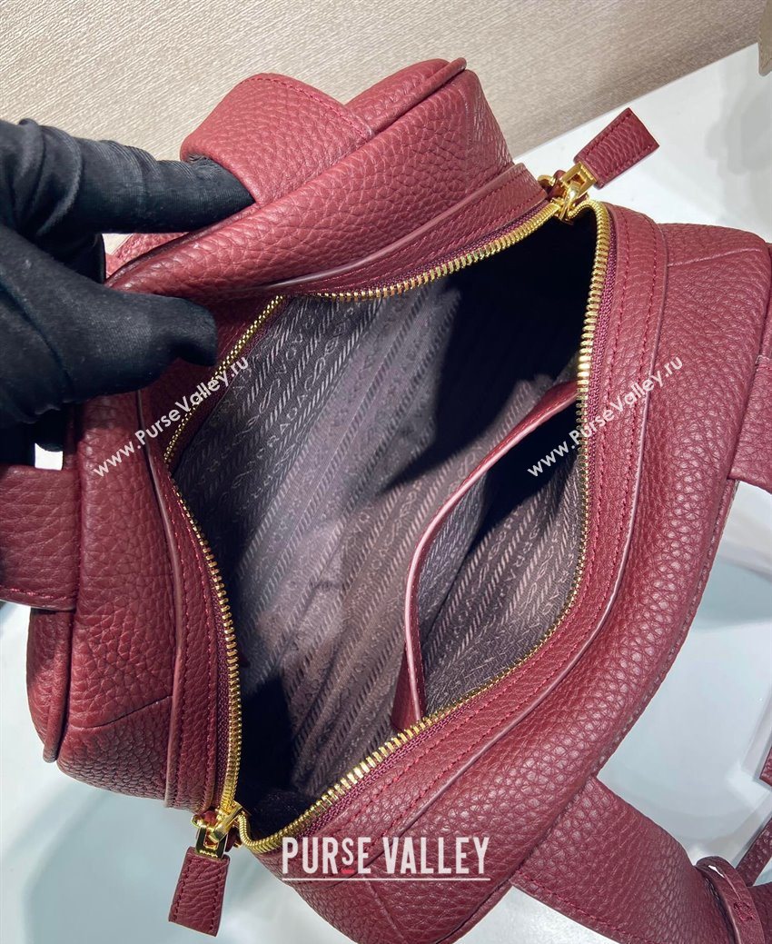 Prada Small leather top-handle bag Dark Burgundy 2025 1BB149 (YZ-251121146)