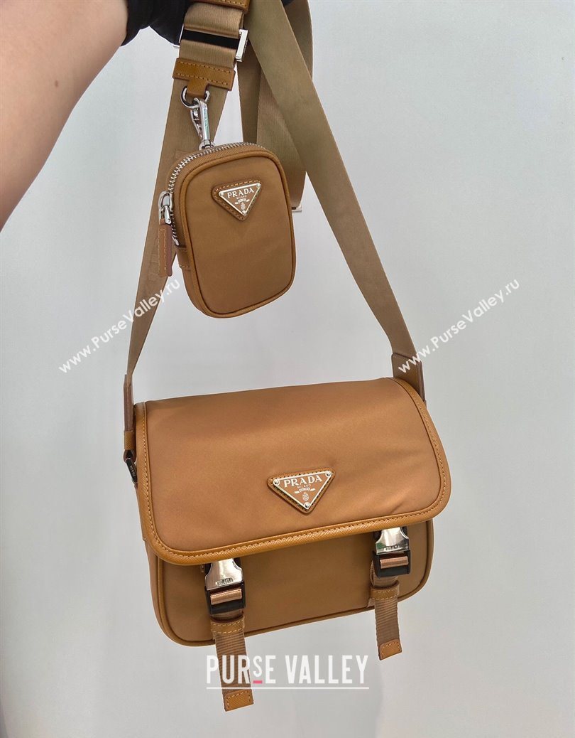 Prada Mens Nylon and Saffiano Leather Shoulder Bag 2VD034 Brandy Brown 2025 (YZ-251121151)