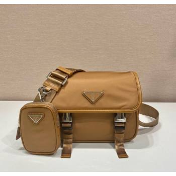 Prada Mens Nylon and Saffiano Leather Shoulder Bag 2VD034 Brandy Brown 2025 (YZ-251121151)