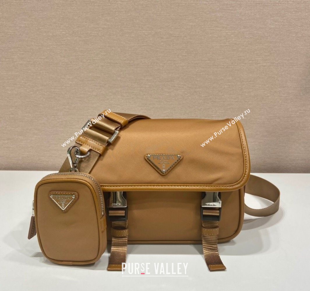 Prada Mens Nylon and Saffiano Leather Shoulder Bag 2VD034 Brandy Brown 2025 (YZ-251121151)