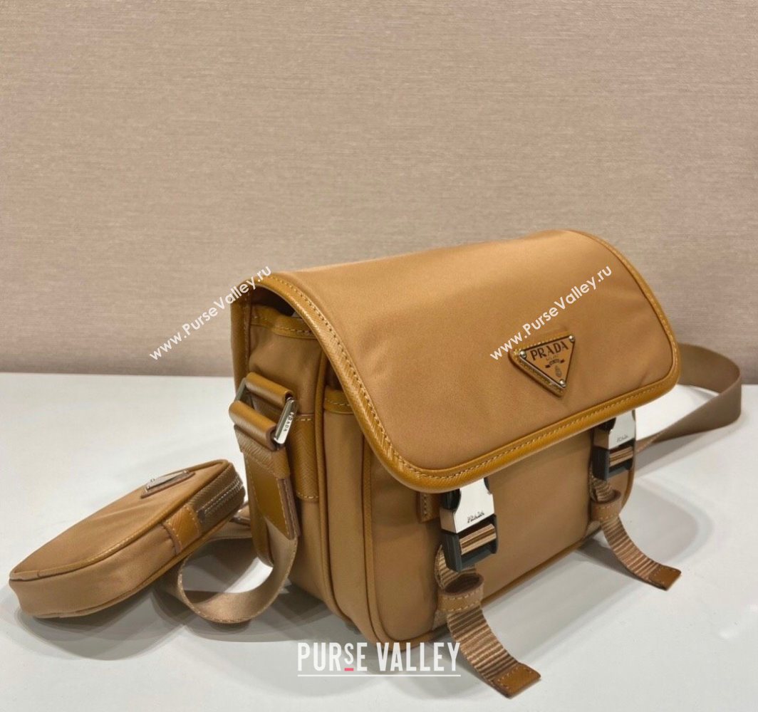 Prada Mens Nylon and Saffiano Leather Shoulder Bag 2VD034 Brandy Brown 2025 (YZ-251121151)