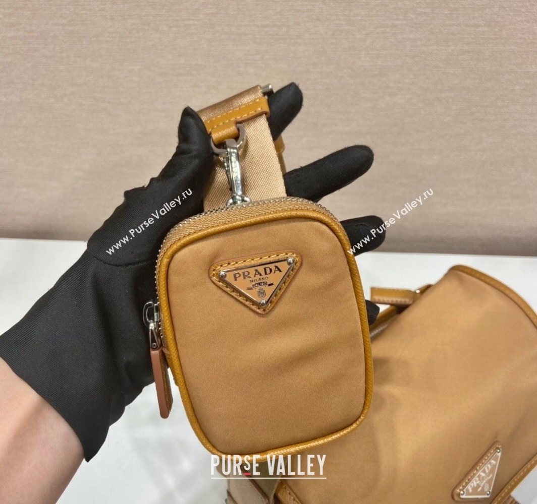 Prada Mens Nylon and Saffiano Leather Shoulder Bag 2VD034 Brandy Brown 2025 (YZ-251121151)