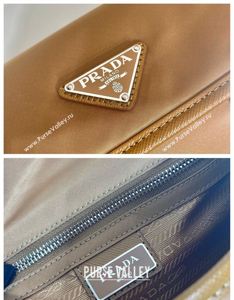 Prada Mens Nylon and Saffiano Leather Shoulder Bag 2VD034 Brandy Brown 2025 (YZ-251121151)