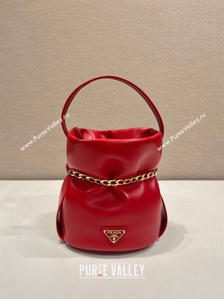Prada Petit Sac Noir mini nappa leather bucket bag Red 2025 1BE088 (YZ-251122001)