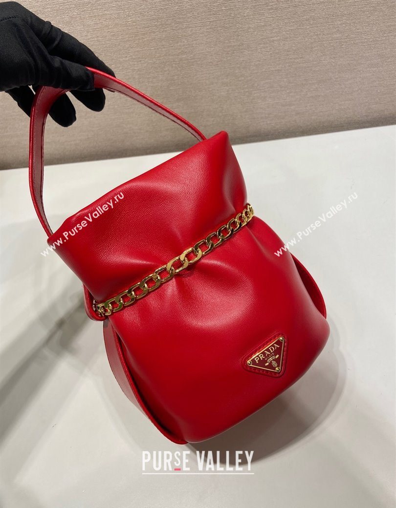 Prada Petit Sac Noir mini nappa leather bucket bag Red 2025 1BE088 (YZ-251122001)