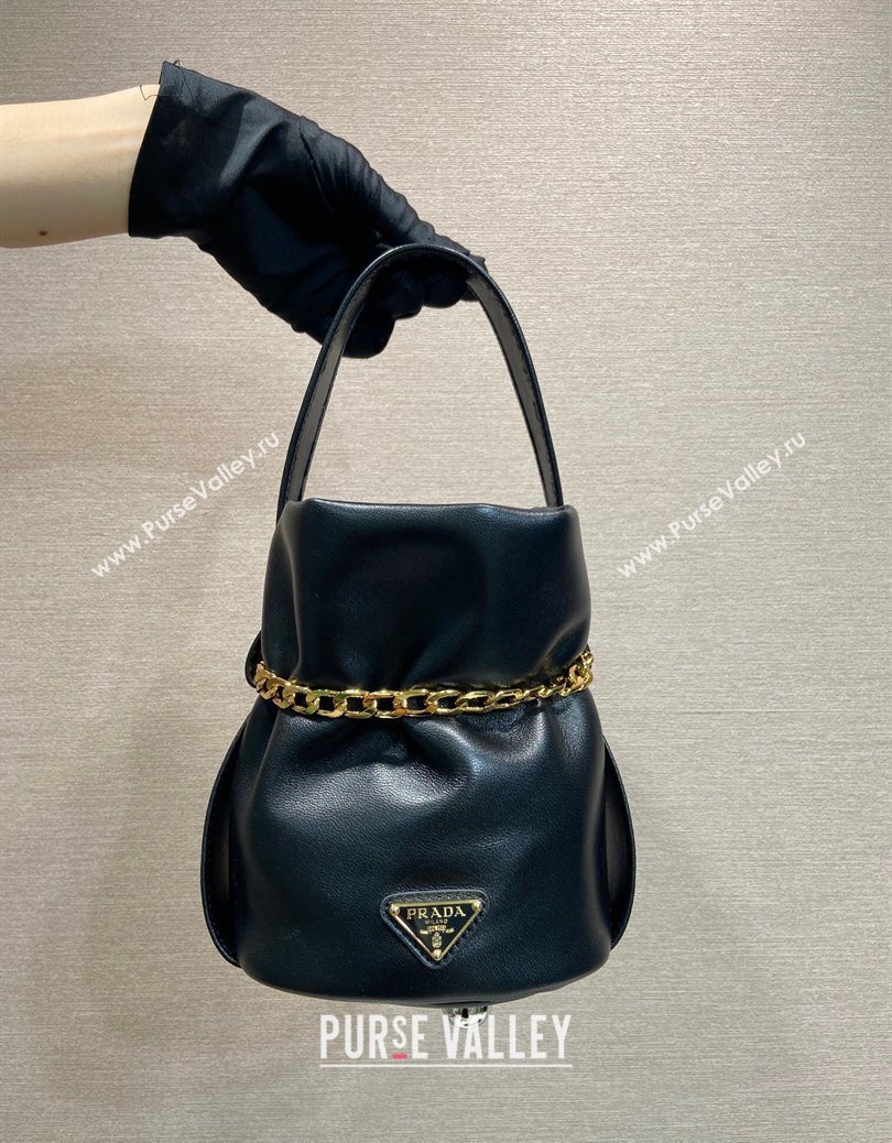 Prada Petit Sac Noir mini nappa leather bucket bag Black 2025 1BE088 (YZ-251122002)