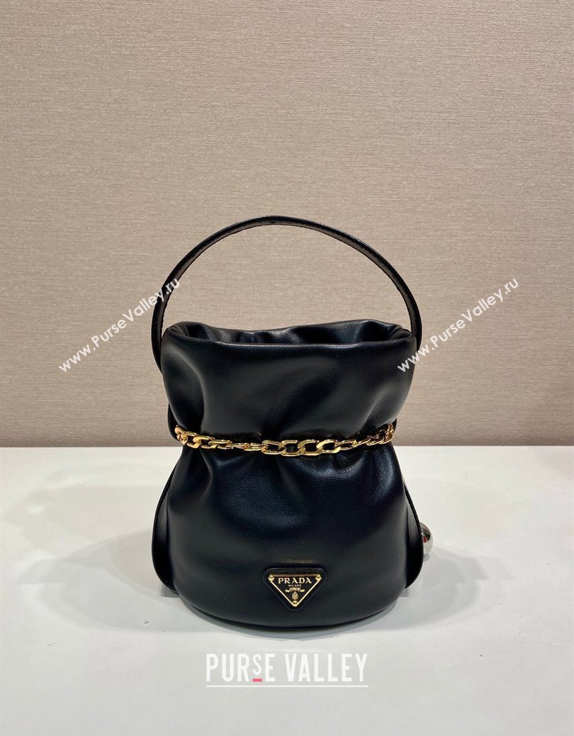 Prada Petit Sac Noir mini nappa leather bucket bag Black 2025 1BE088 (YZ-251122002)