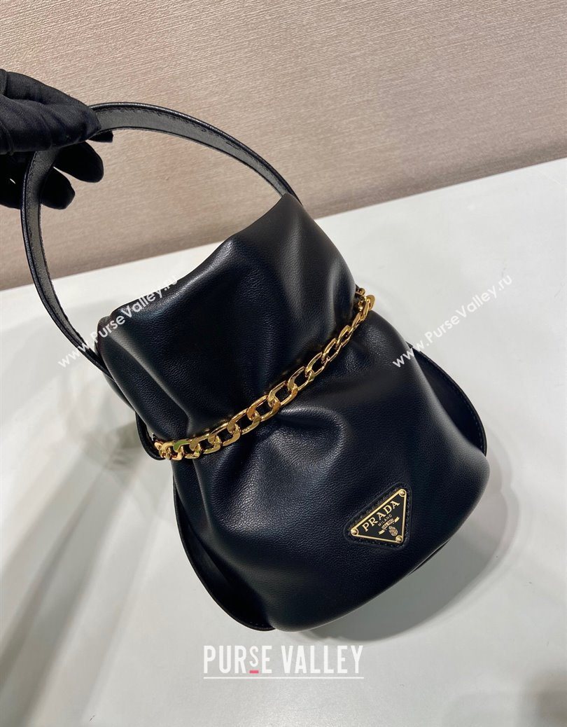 Prada Petit Sac Noir mini nappa leather bucket bag Black 2025 1BE088 (YZ-251122002)