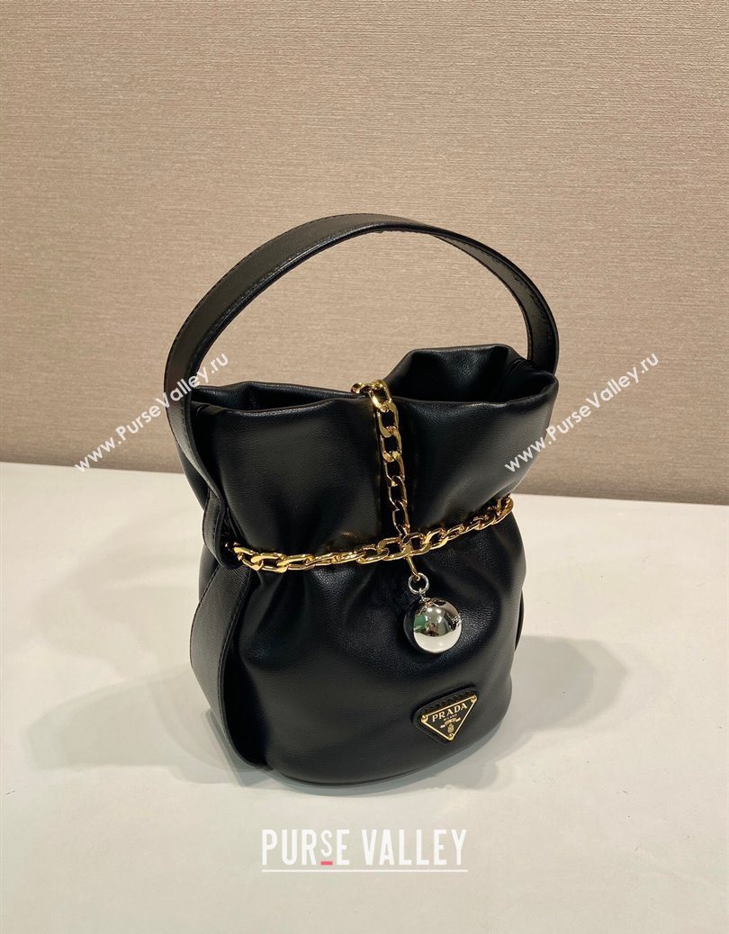 Prada Petit Sac Noir mini nappa leather bucket bag Black 2025 1BE088 (YZ-251122002)