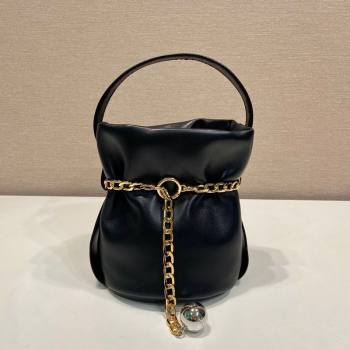 Prada Petit Sac Noir mini nappa leather bucket bag Black 2025 1BE088 (YZ-251122002)