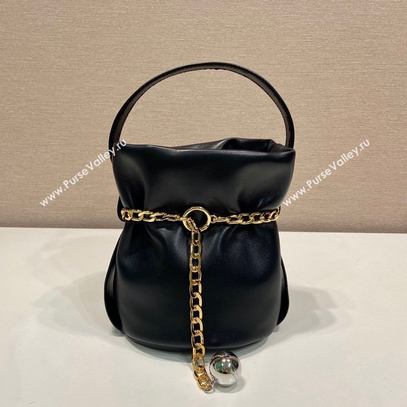 Prada Petit Sac Noir mini nappa leather bucket bag Black 2025 1BE088 (YZ-251122002)