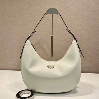 Prada Large leather hobo shoulder bag 1BC212 White 2025 (YZ-251122005)